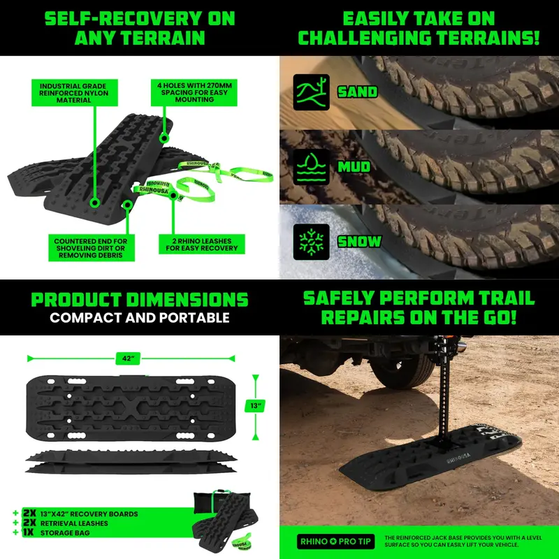 Rhino Usa Recovery Traction Boards - Pair (Green) 2