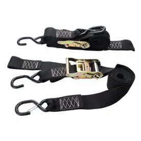 Rider Cargo Ratchet Soft Loop Wide Tie Downs W/Carabiner Black 1