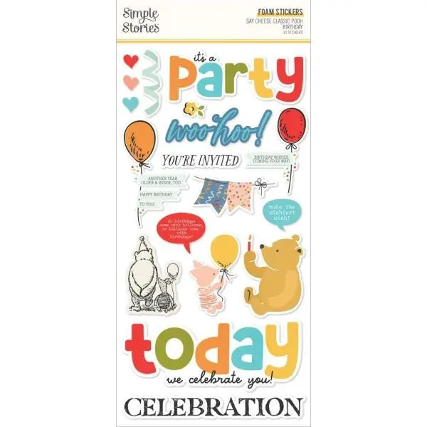 Say Cheese Classic Pooh Birthday - Foam Stickers 1