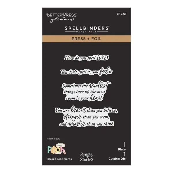 Say Cheese Classic Pooh - Sweet Sentiments Press & Foil Plate & Die Set 1