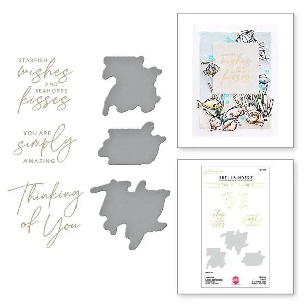 Seahorse Kisses Collection - Seahorse Kisses Sentiment Glimmer Hot Foil Plate & Die Set 1