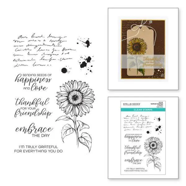 Serenade Of Autumn Collection - Sunflower Greetings Clear Stamp Set 1