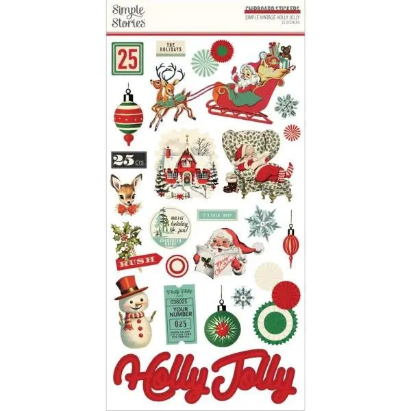Simple Vintage Holly Jolly - Chipboard 1