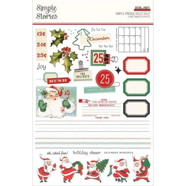 Simple Vintage Holly Jolly - Rub Ons 1