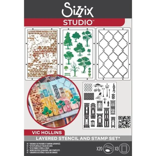 Sizzix Studio - Stamp & Stencil Set - City Life 1