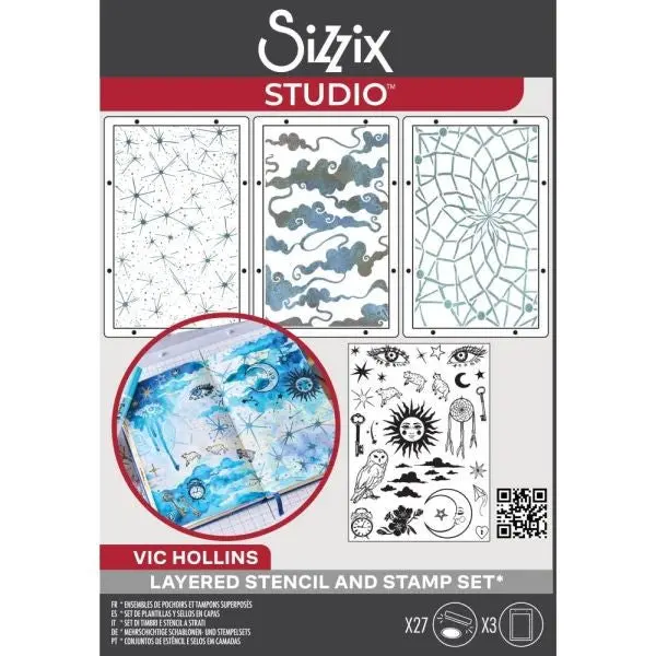 Sizzix Studio - Stamp & Stencil Set - Dreamscape 1