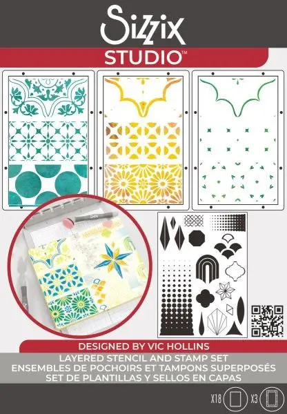 Sizzix Studio - Stamp & Stencil Set - Geometric 1