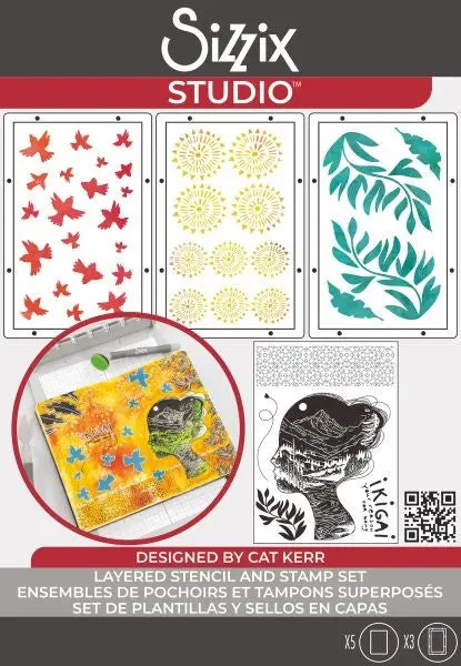 Sizzix Studio - Stamp & Stencil Set - Ikigai 1