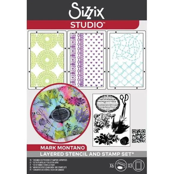 Sizzix Studio - Stamp & Stencil Set - Stitches 1