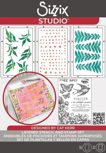 Sizzix Studio - Stamp & Stencil Set - The Visiter 1