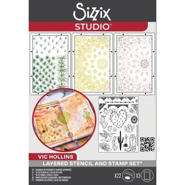 Sizzix Studio - Stamp & Stencil Set - Western 1