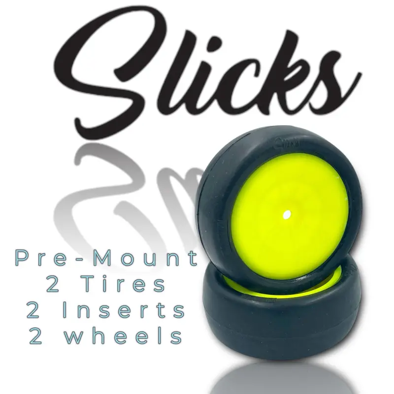 Slick 2Wd 2.2'' Front Tires Pre-Mount Yellow 1