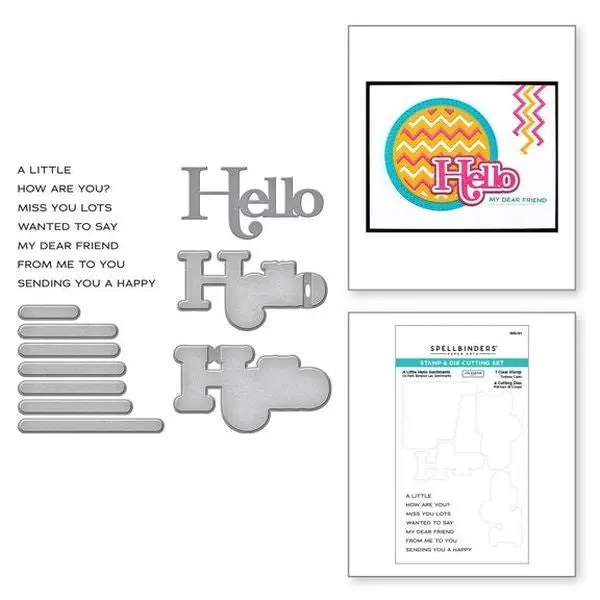 Spotlight Frames And Florals Colelction - A Little Hello Sentiments - Clear Stamp And Die Set 1
