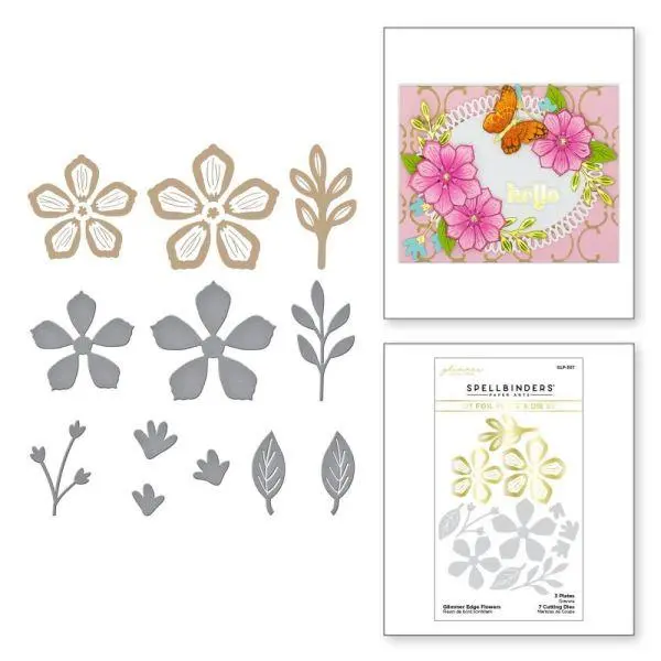 Spring Into Glimmer Collection - Glimmer Edge Flowers Hot Foil Plate & Die Set 1