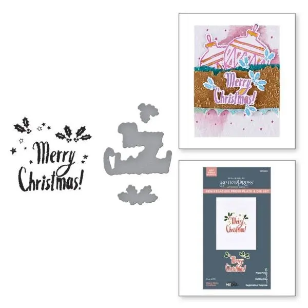 Starry Holiday Collection - Starry Merry Christmas Registration Press Plate & Die Set 1