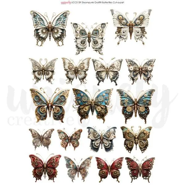 Steampunk Grafitti - Butterflies Cut-A-Part Sheet 1