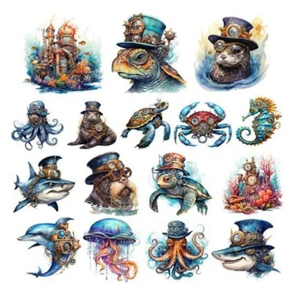 Steampunk Ocean Life Ephemera 1
