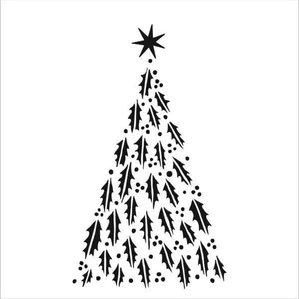 Stencil - 6X6 - Happy Holly Tree 1