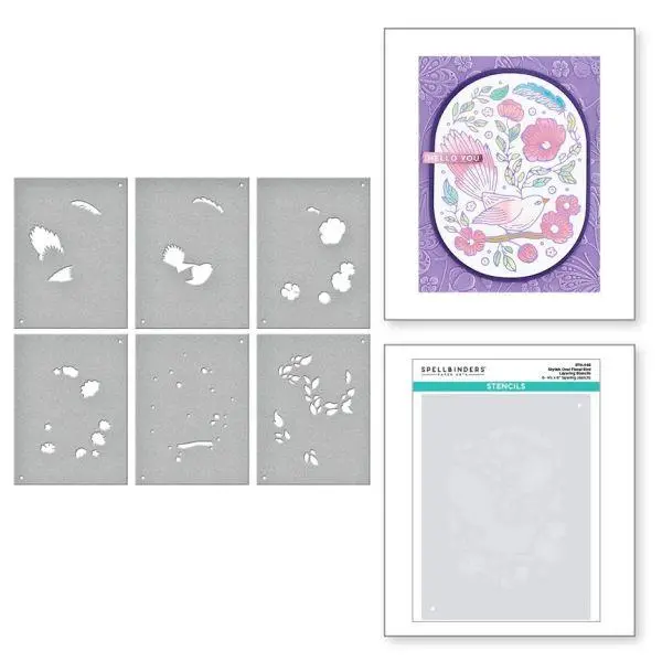 Stylish Ovals Collection - Stylish Oval Floral Bird Layering Stencils 1