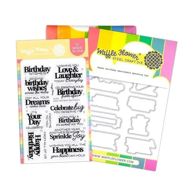 Sweet Birthday Sentiments - Stamp & Die Combo 1