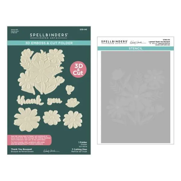 Tabbed Classics Collection - Thank You Bouquet 3D Folder & Stencil Bundle 1