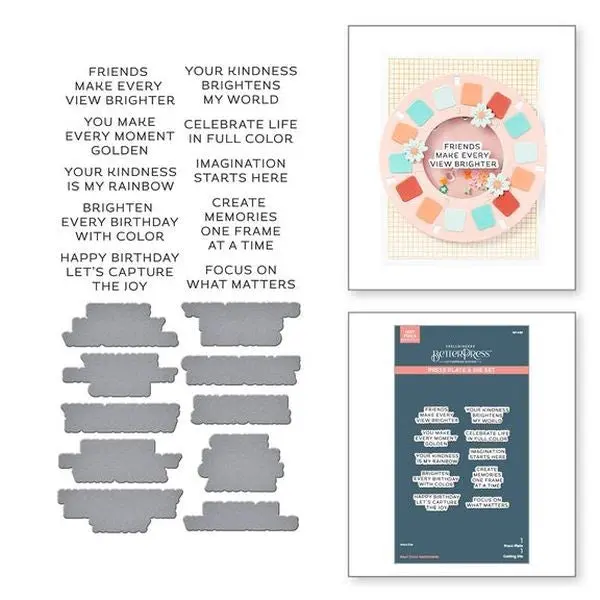 Take Note Collection  Reel Color Sentiments Betterpress Plate & Die Set 1