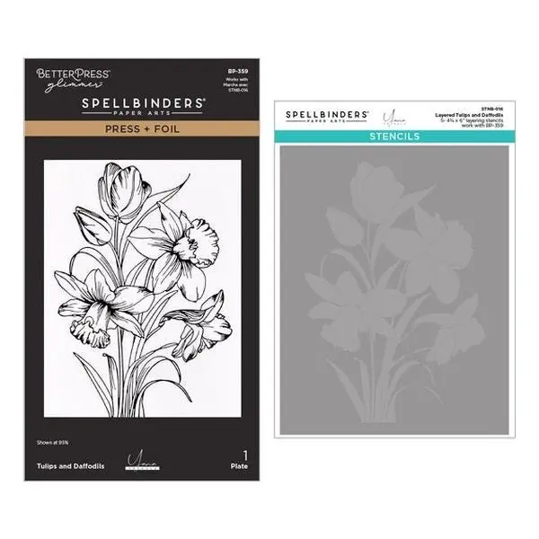 Tulips And Daffodils Press & Foil Plate And Stencil Bundle 1