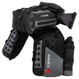Tusk Highland X2 Rackless Luggage System W/Small Dry Duffel/Large Bottle Holders Standard Heat Shield Black/Grey 1