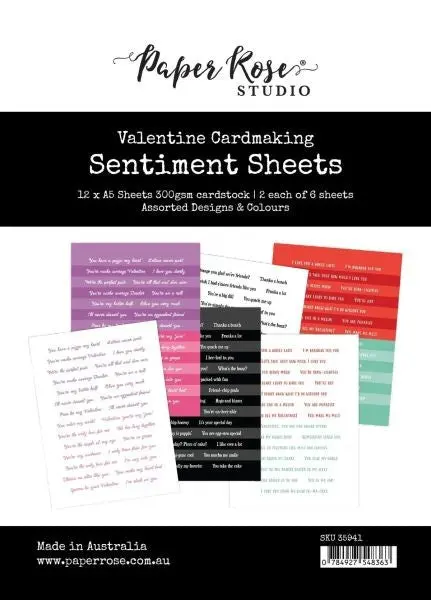 Valentine Sentiment Sheets 1