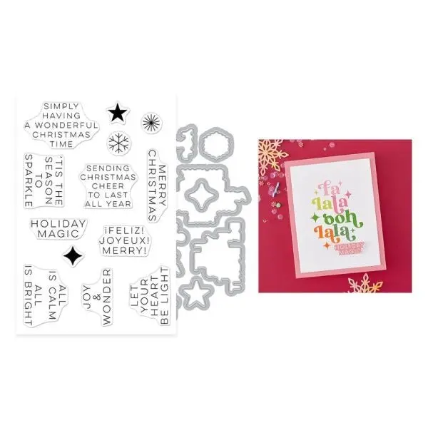 Very Merry Collection - Modern Holiday Greetings Stamp & Die Set 1