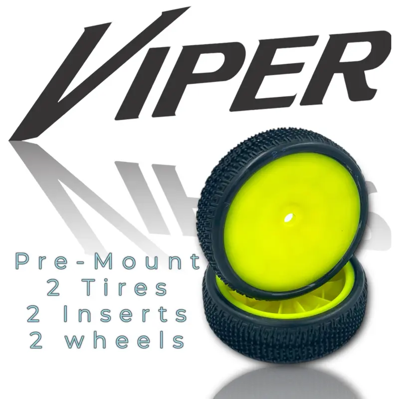 Viper Lp 2Wd Slim Front Carpet Tire Pre-Mount Yellow 1