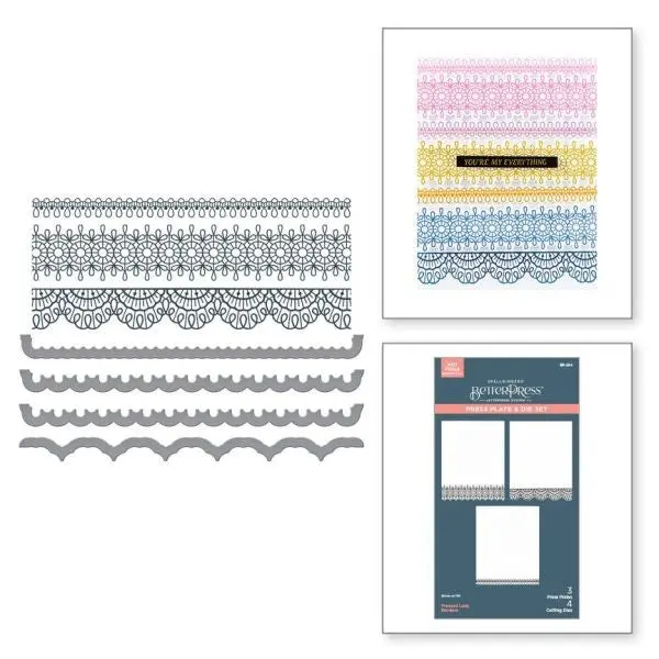 Vivid Expressions Collection - Pressed Lace Borders Press Plate & Die Set 1