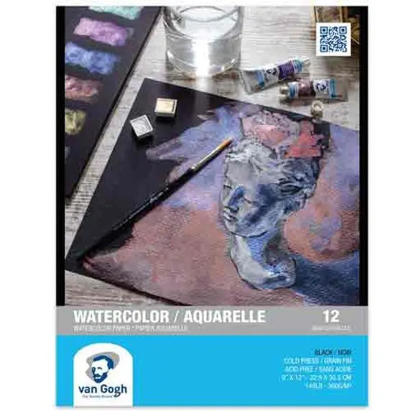 Watercolor Paper Pad - 9"X12" - Black 1