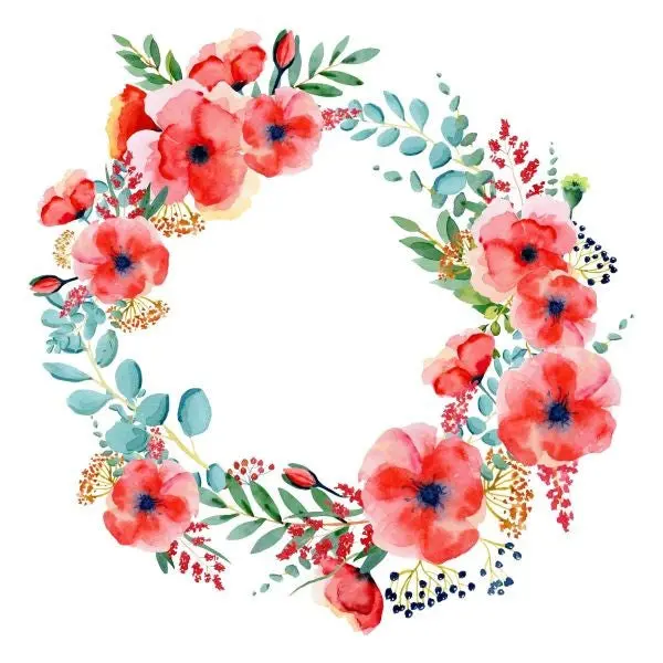 Watercolor Poppies - Wreath 1