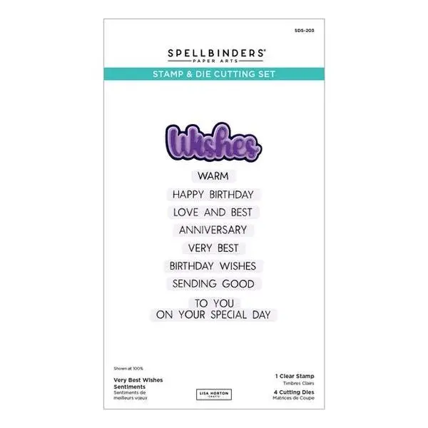 Wildflowers Collection - Very Best Wishes Sentiments - Stamp & Die Set 1