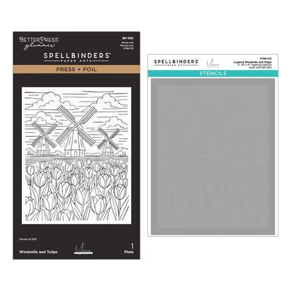 Windmills And Tulips Press & Foil Plate And Stencil Bundle 1