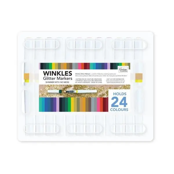 Winkles Shimmer Glitter Pen Set - 12 Colours In Carry Case 1