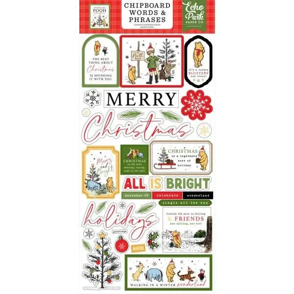 Winnie The Pooh Christmas - Chipboard Words & Phrases 1