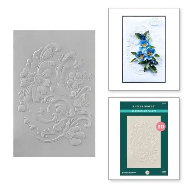 Winter's Grace Garden Collection - Norwegian Rosemaling 3D Embossing Folder 1