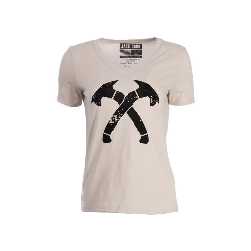 Women's V-Neck Oatmeal Tee 1