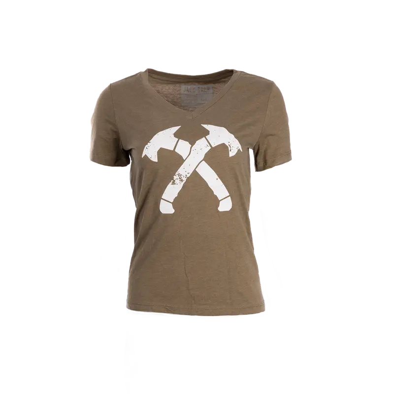 Women's V-Neck Olive Tee 1