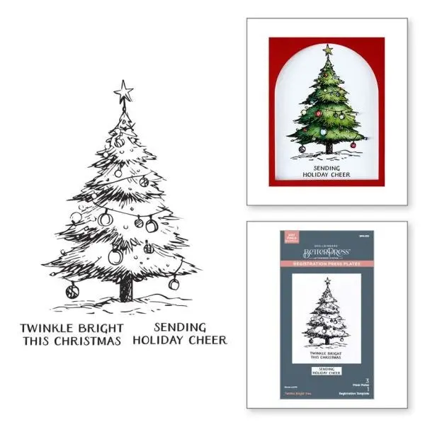 Wonderland Collection - Twinkle Bright Tree Registration Betterpress Plate 1