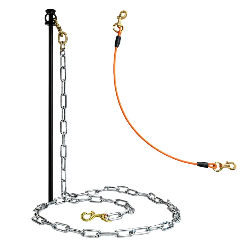 Yoder Tie Out Stake With Cable Or Chain (3' - 12' Available) 1