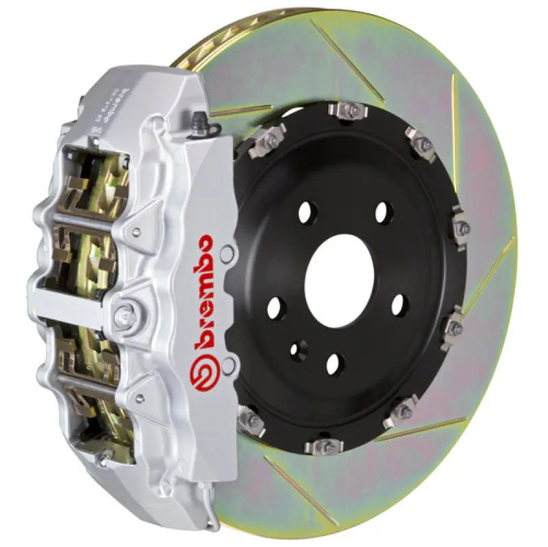 Brembo 6-Piston Front Big Brake Kit For 2014–2018 Gmc Sierra 1500 – Aluminum Calipers, 380X34Mm Two-Piece Slotted Rotors, Silver Finish 1