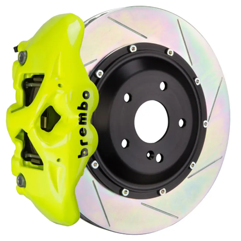 Brembo Gt Big Brake Kit For 2014+ Maserati Ghibli S & S-Q4 — Rear, 380X28Mm Slotted Two-Piece Rotors, Fluorescent Yellow Calipers 1