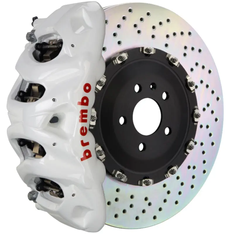 Brembo Gt Big Brake Kit For 2015–2023 Mustang Gt (S550) — Front, 6-Piston Calipers, 405×34Mm Two-Piece Drilled Rotors (White Finish) 1