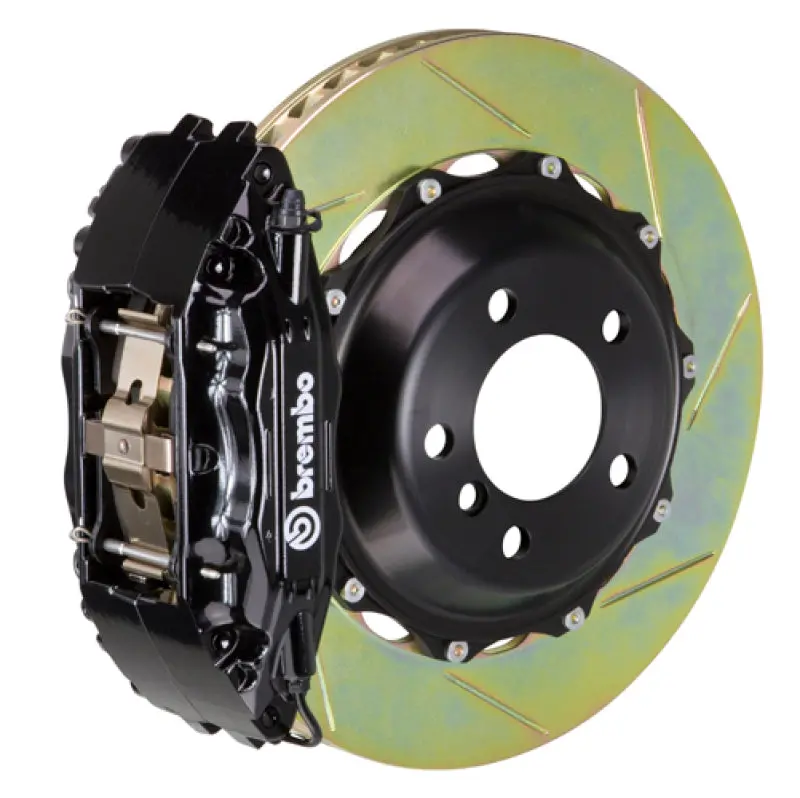 Brembo Gt Front Brake Kit For 2003–2006 Infiniti G35 Sedan & 2003–2008 350Z — 332X32Mm Slotted Two-Piece Rotors, Black Calipers 1