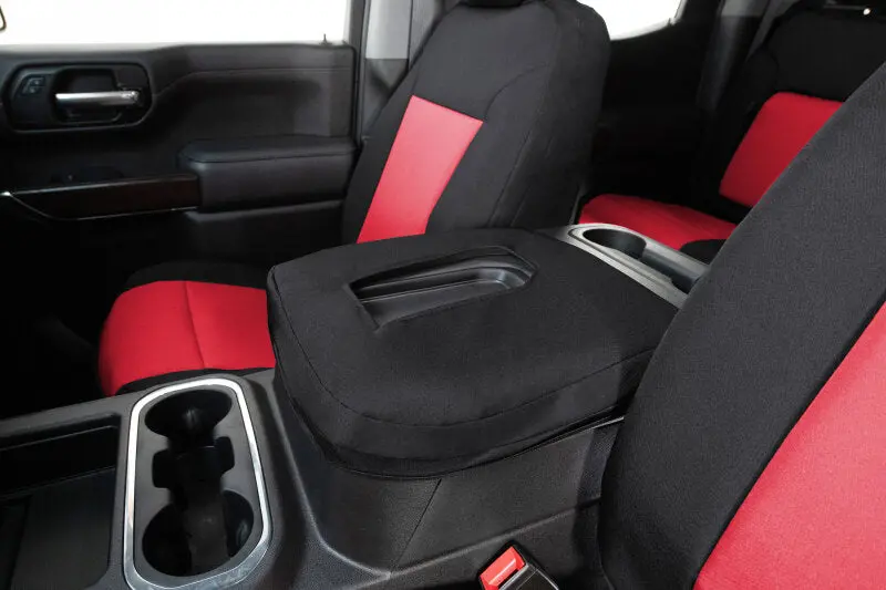 Covercraft Endura Precisionfit Front Row Seat Covers For 2023–2024 Chevrolet Silverado 2500/3500 & Gmc Trucks — Red/Black 1