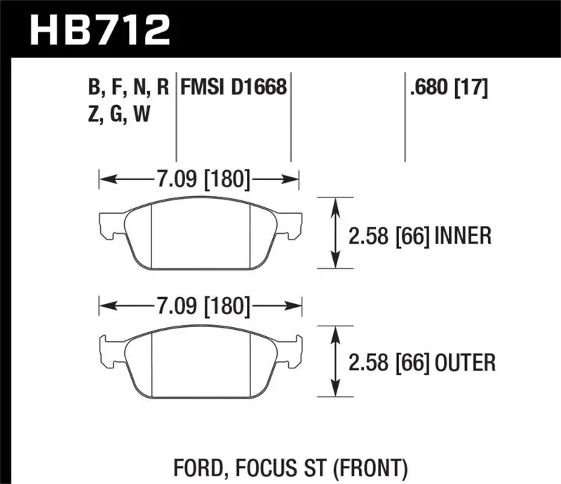 Hawk Hp+ Front Street Brake Pads For 2013 Ford Focus 1