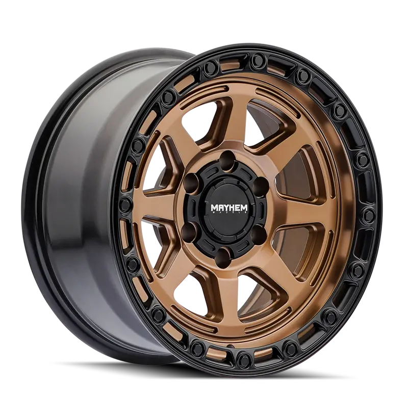 Mayhem 8306 Ridgeline 17X8.5 / 6X139.7 Bp / -6Mm Offset / 106.1Mm Hub Satin Bronze/Black Lip Wheel 1
